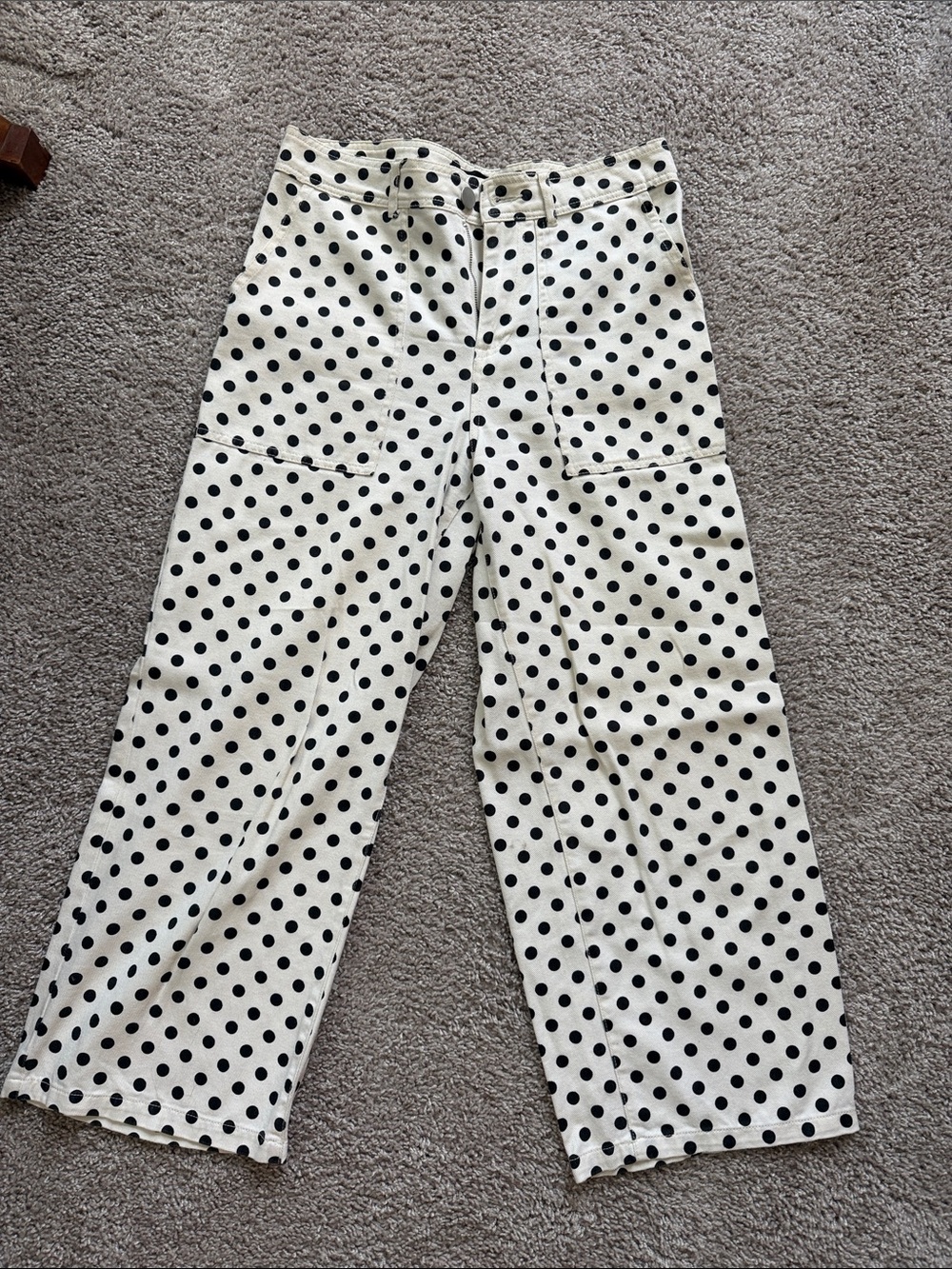 Who What Wear Polka Dot Wide-Leg Pants - Black / White